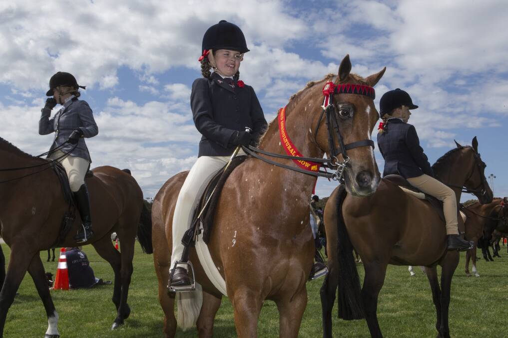 SHOWTIME: Erin McCaroll wins second place with Pippi at the St Arnaud Show at the weekend. Picture: PETER PICKERING