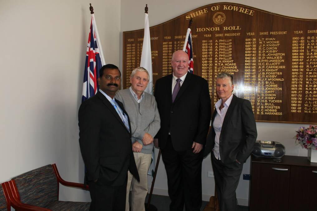West Wimmera Shire general manager Venkat Peteti, Cr Ron Hawkins, new chief executive David Leahy and general manager Robyn Evans. PIcture: CONTRIBUTED