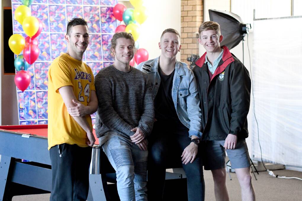 Horsham Harvest Church youth pastor Greg McKinnon, second from right, with other members of Youth Alive Horsham Michael Bradea, Hayden Jarred and Bailey Thomas. Picture: SAMANTHA CAMARRI