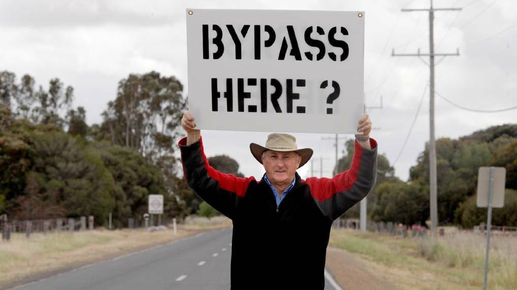 One Horsham bypass group member Lance Trigg campaigns against option B2 in 2014. Picture: SAMANTHA CAMARRI.