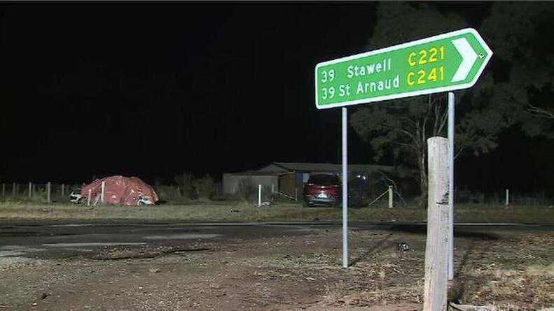 SADDEST SCENE: The aftermath of the crash that claimed the lives of four women at Navarre near Ararat on Saturday. Picture: Channel Nine.
