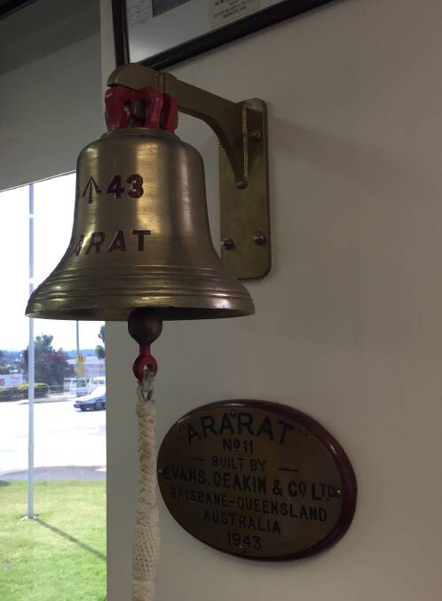 HISTORIC: The Navy ship’s bell is mounted in the customer services foyer at the Ararat Rural City Council offices but Ararat RSL wants to take possession of it. 