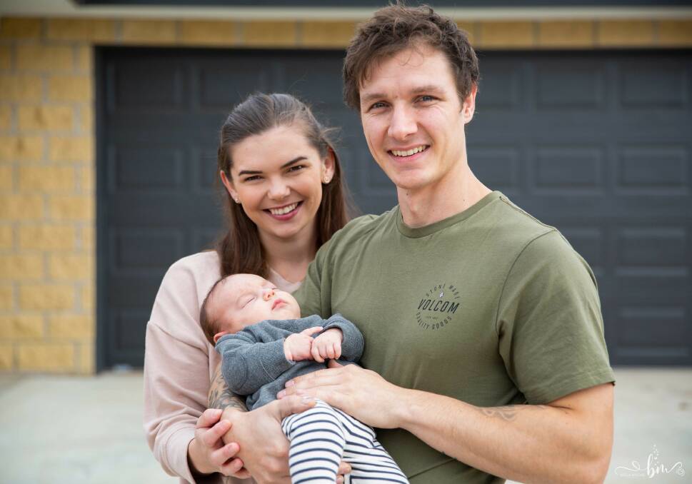 Horsham's Stephanie Winfield and Koen Jones with their son Pearson Elias, three months. Picture: BELLA MADRE PHOTOGRAPHY