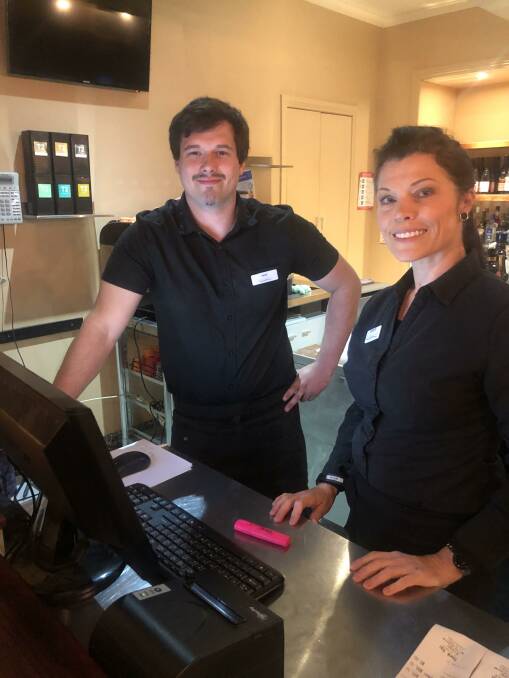 Sean Williams and Kylie Graetz are part of Warracknabeal's Creekside Hotel's front of house team. The business will reopen to diners next week.