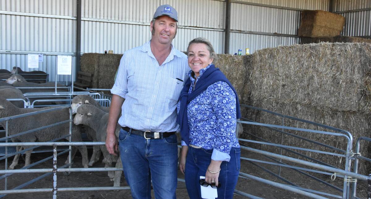 VOLUME: Tom and Louise McCann, Fyansford, near Geelong, were volume buyers, buying eight rams.