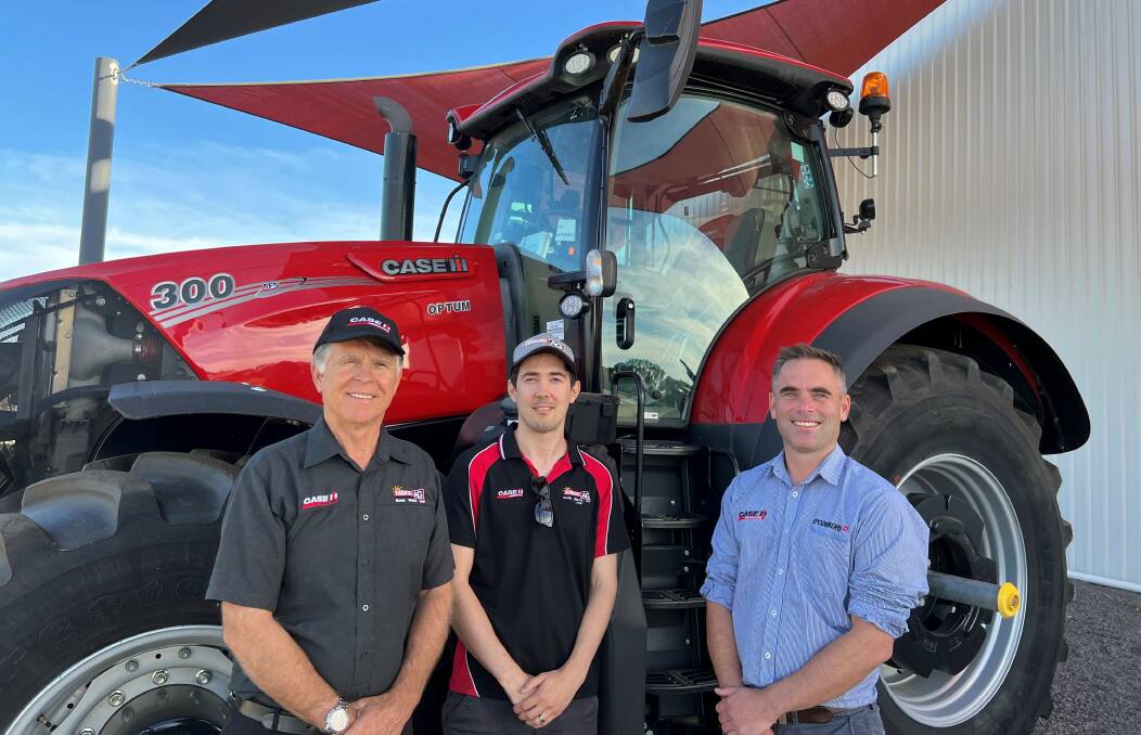 CHANGING OF THE GUARD: Sunrise Ag owners Steve and Luke Ayling, and OConnors chief executive Gareth Webb.