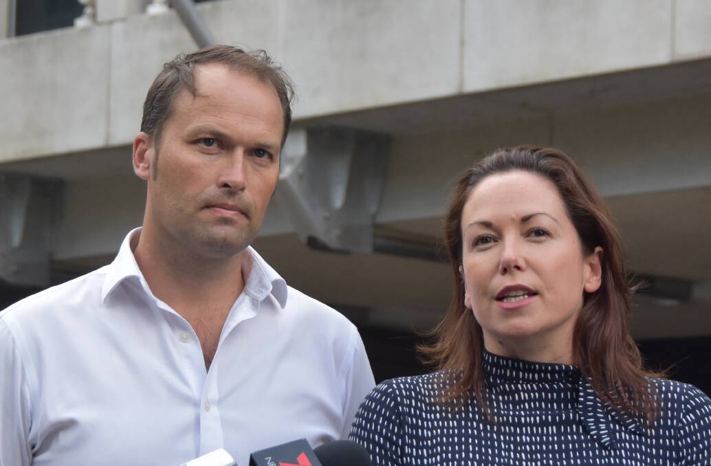 ANIMAL ACTIVISM: Victorian Farmers Federation president David Jochinke and Agriculture Minister Jaclyn Symes address the media, after the recent animal activists actions, in Melbourne.
