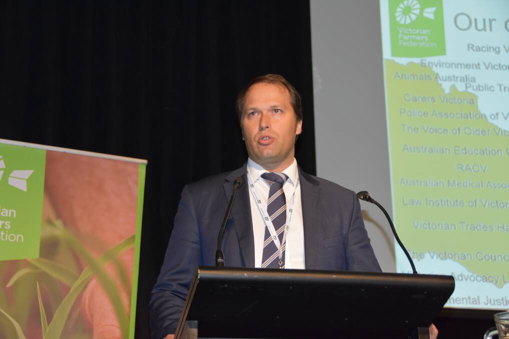 David Jochinke, Victorian Farmers Federation, has launched the organisation's election pitch at the organisation's state conference.