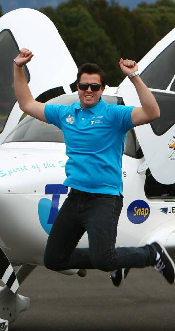 BORN TO FLY: Aviator Ryan Campbell, the youngest pilot to fly solo around the world, will sign copies of his book at the Nhill Air Show. Picture: ILLAWARRA MERCURY