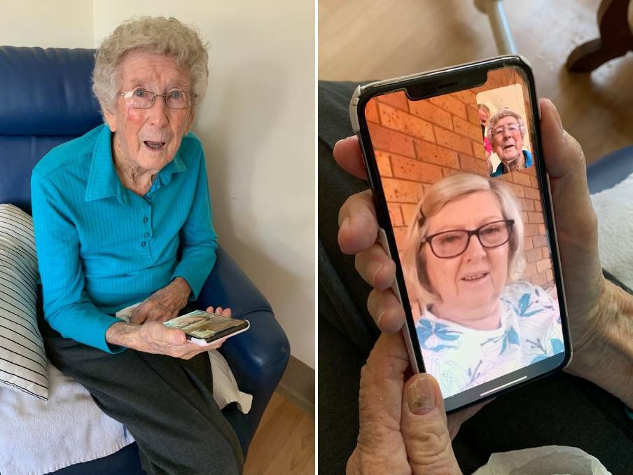 Cookie East is a resident at Bingara MPS, and can now catch up with her daughter Pam Warner on Facetime, thanks to the generous staff at the facility. Photo: Supplied