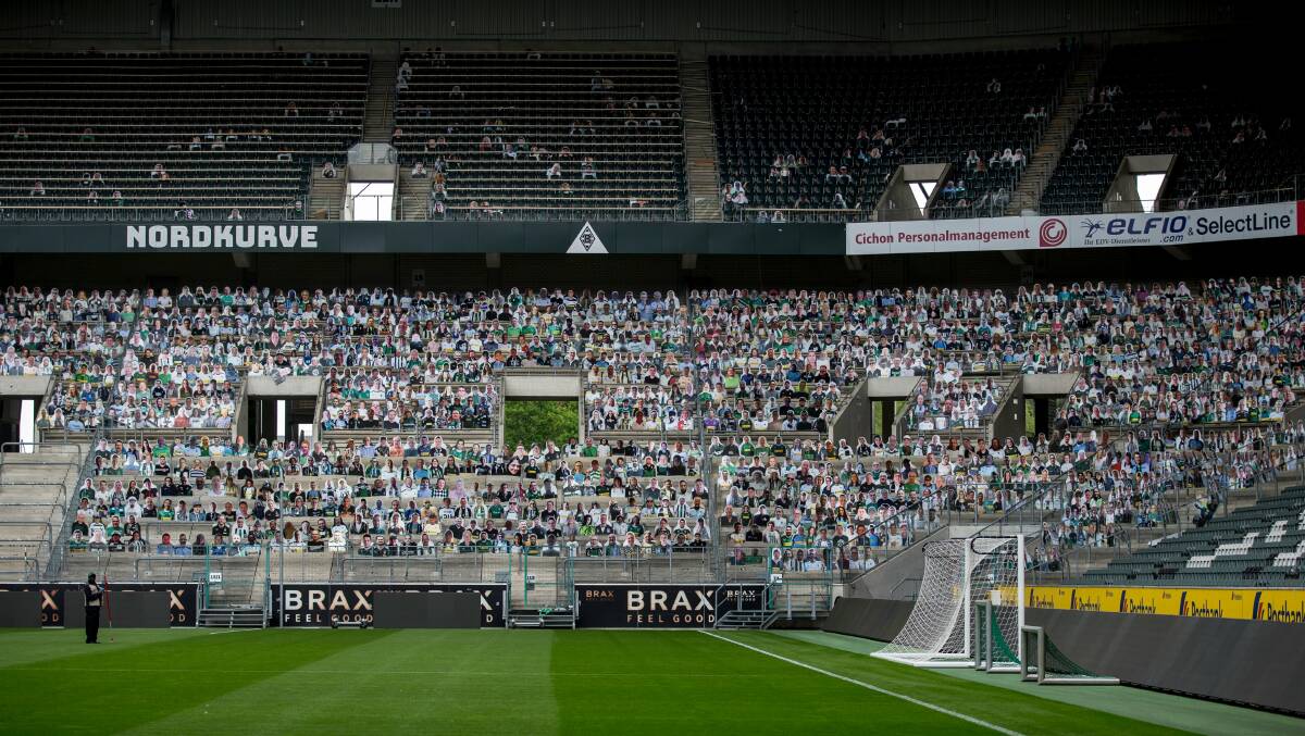 Gladbach has started putting the cardboard fans in their seats. Photo: @borussia_en on Twitter