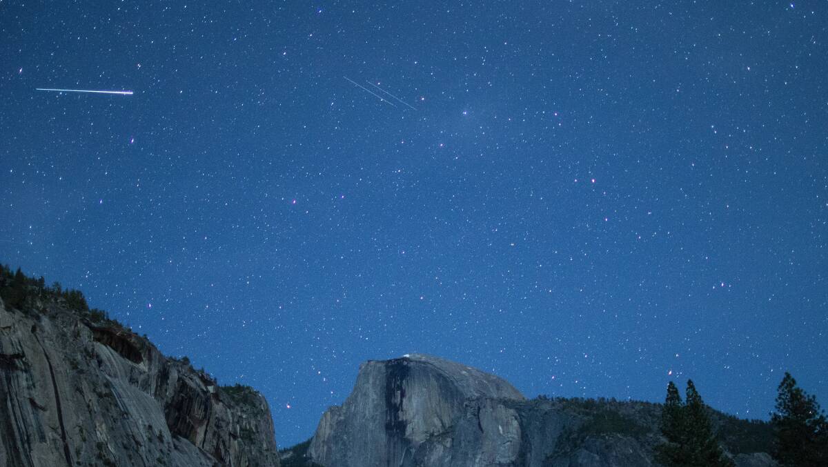 Eta Aquarids fireball and twin meteors over Half Dome, California, Yosemite National Park. Photo: Shutterstock
