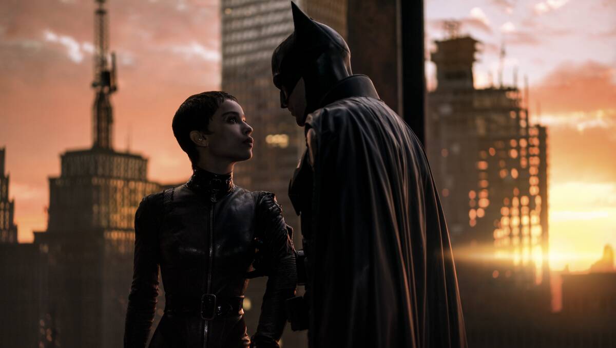  Zoë Kravitz, left, and Robert Pattinson in The Batman. Picture: Warner Bros