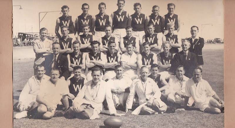 CAREER: Former North Whyalla player and State football legend Neil Kerley, second row back, fourth from left, was captain-coach of the Whyalla combined team in 1954.