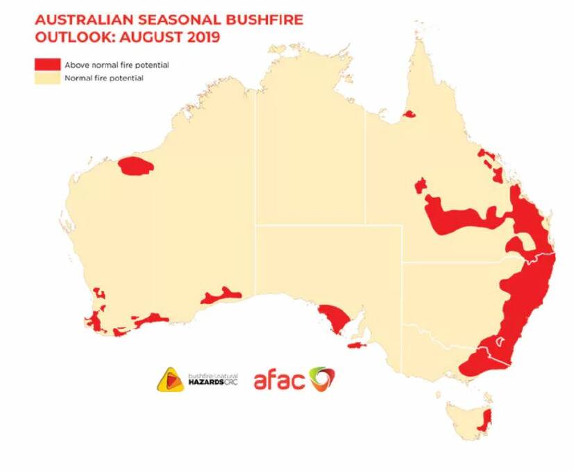 Vast areas of Australia, particularly the east coast, have an above-normal fire potential this season. Picture: BNHCRC