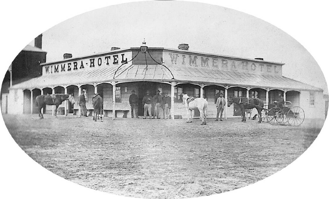 AND AFTER: The rebuilt Wimmera Hotel in about 1880 (Note acetylene lantern at front) [Source, HHS 011330 ]
