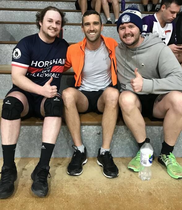 LEGENDS ARE BACK: Matthew Berry and Andrew Trigg, who have returned to play in the Volleyball Horsham competition, with Mark Block.
