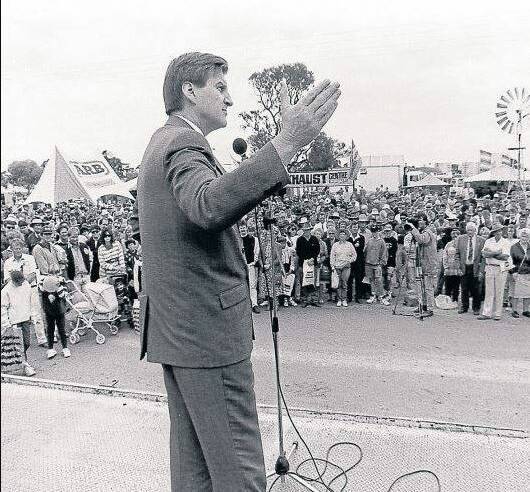 1993: Victorian Premier Jeff Kennett addresses one of the biggest crowds in years to officially open the 31st Wimmera Machinery Field Days.