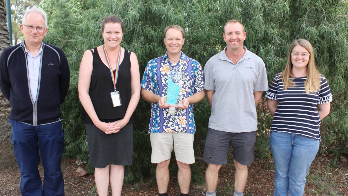 WINNERS: The CropSafe team, above, from left, Dale Grey, Dale Boyd, Luise Sigel. Picture, far right: Martin Mebalds, Kellyanne Harris. Absent: Jemma Pearl.
