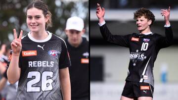Rebels Olivia Wolter (South Warrnambool) and Rhys Unwin (Cobden) are among those back in action for a bumper 2024 Coates Talent League season. Pictures by Adam Trafford