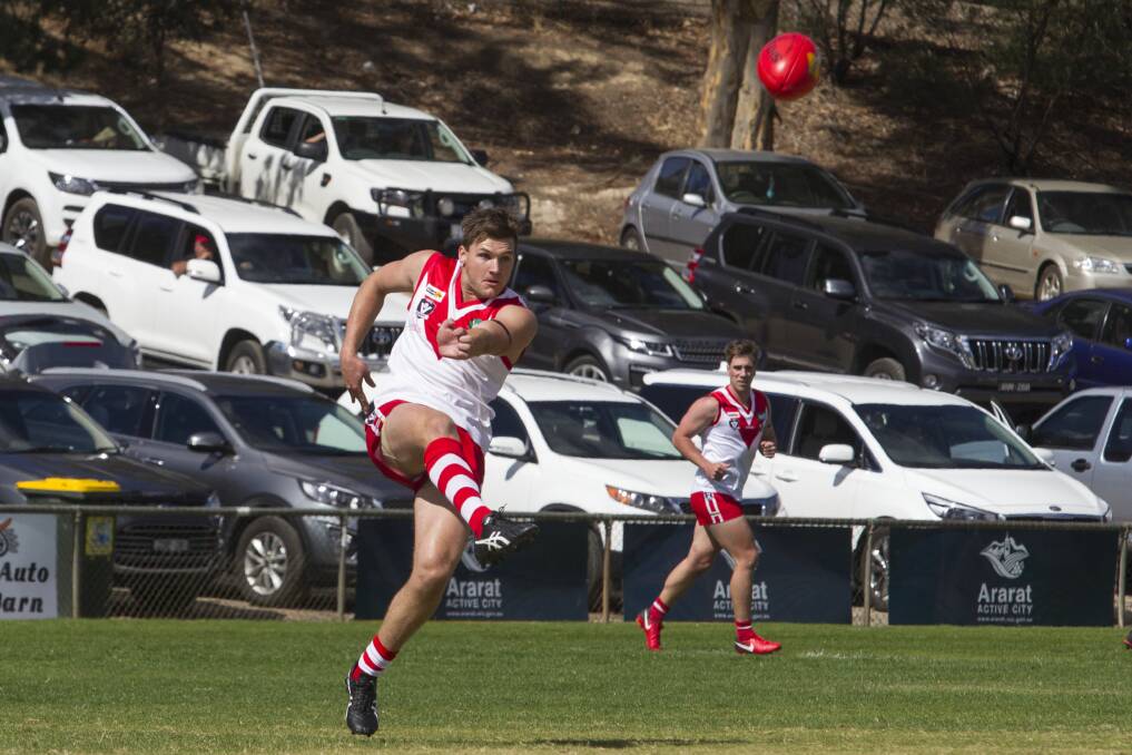 FORWARD ENTRY: Jack Ganley in action during the round one match at Alexandra Oval. PICTURE: Peter Pickering