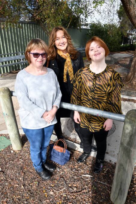 West Wimmera advocate Alyson Clements, middle, with Horsham Woodbine's Kaylene Thompson and Quantong's Erin Kearns. RIAC and Woodbine have been given $112,830 to run a series of program to assist people with disabilities. Picture: SAMANTHA CAMARRI