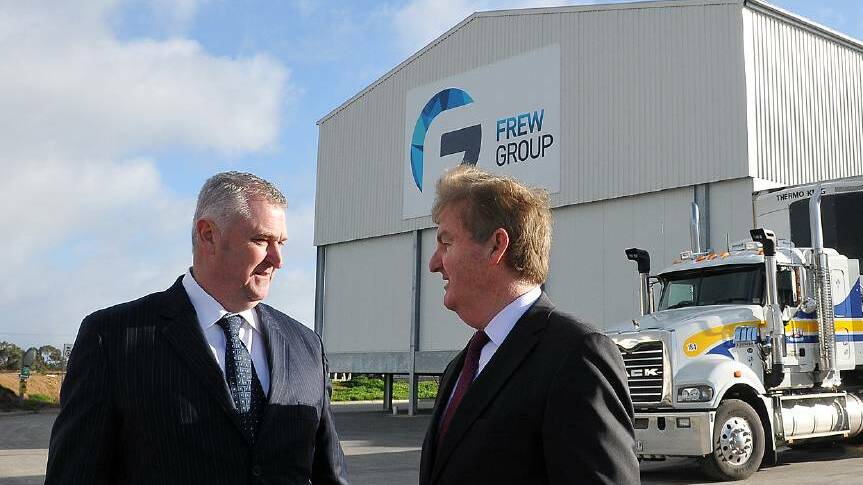CRITICAL OF THE APPROACH: Frew Foods International's Robert Frew with then-Victorian Deputy Premier, Peter Ryan in 2014.
