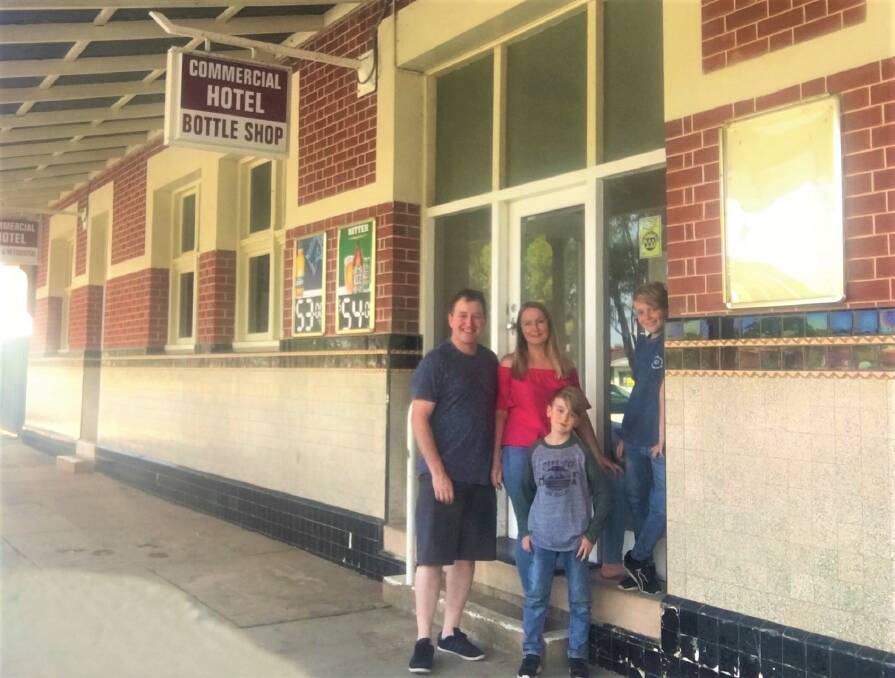 FAMILY AFFAIR: Chris, Debbie, Brodie and Caleb Ormrod at the Commercial Hotel in Rupanyup on Monday. Picture: CONTRIBUTED
