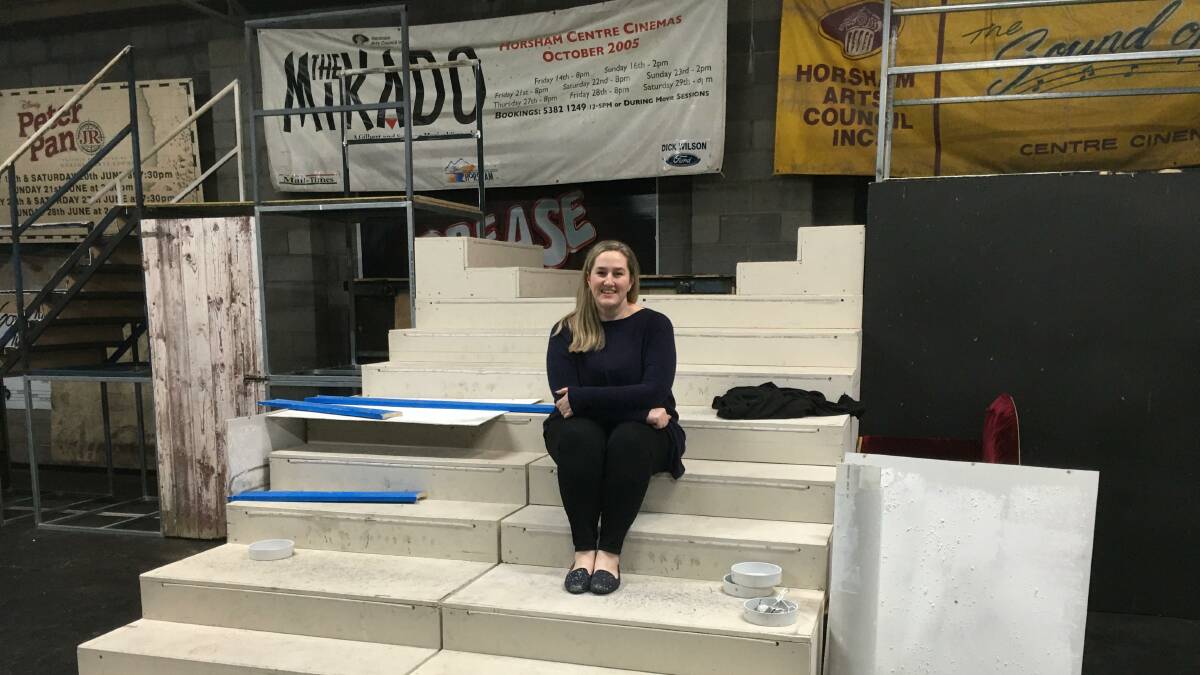 WHAT COULD HAVE BEEN: Horsham Arts Council president Jessica Wilson on the half-finished set for the council's broadway showcase, tentatively rescheduled to May 2021. Picture: ALEXANDER DARLING