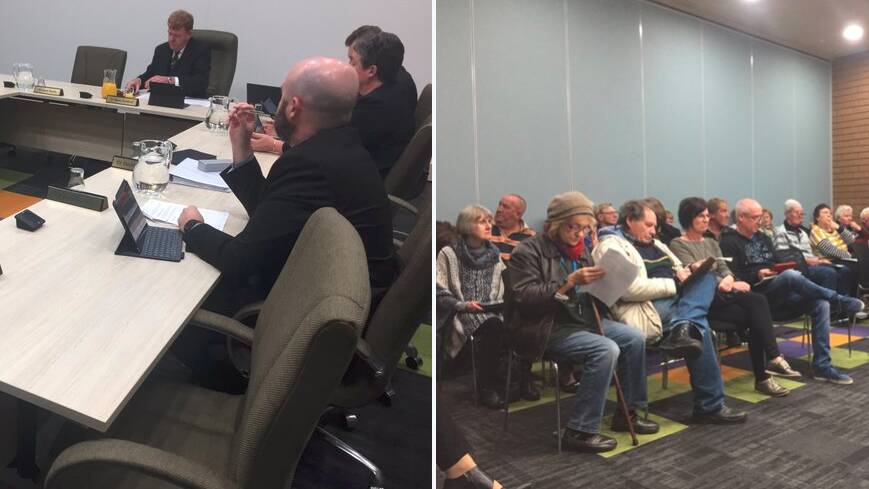 NOTABLE ABSENTEE: Councillor John Robinson's vacant seat and (right) the gallery, of which some members were user groups who would be impacted by suggestions in the draft masterplan. Pictures: ALEXANDER DARLING