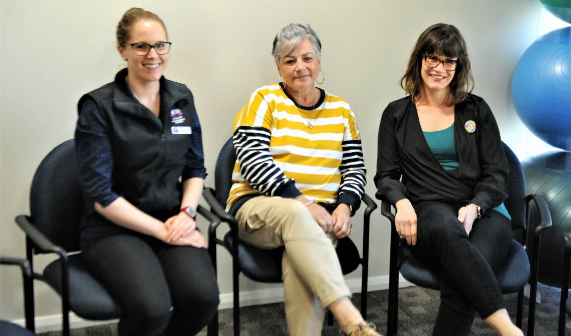 NEW GROUP: Physiotherapist and Equip owner Shannyn McGrice, CRPS sufferer Pip Moore and clinical psychologist Dr Catherine Vaus at Equip Physiotherapy, where the sessions will be held.