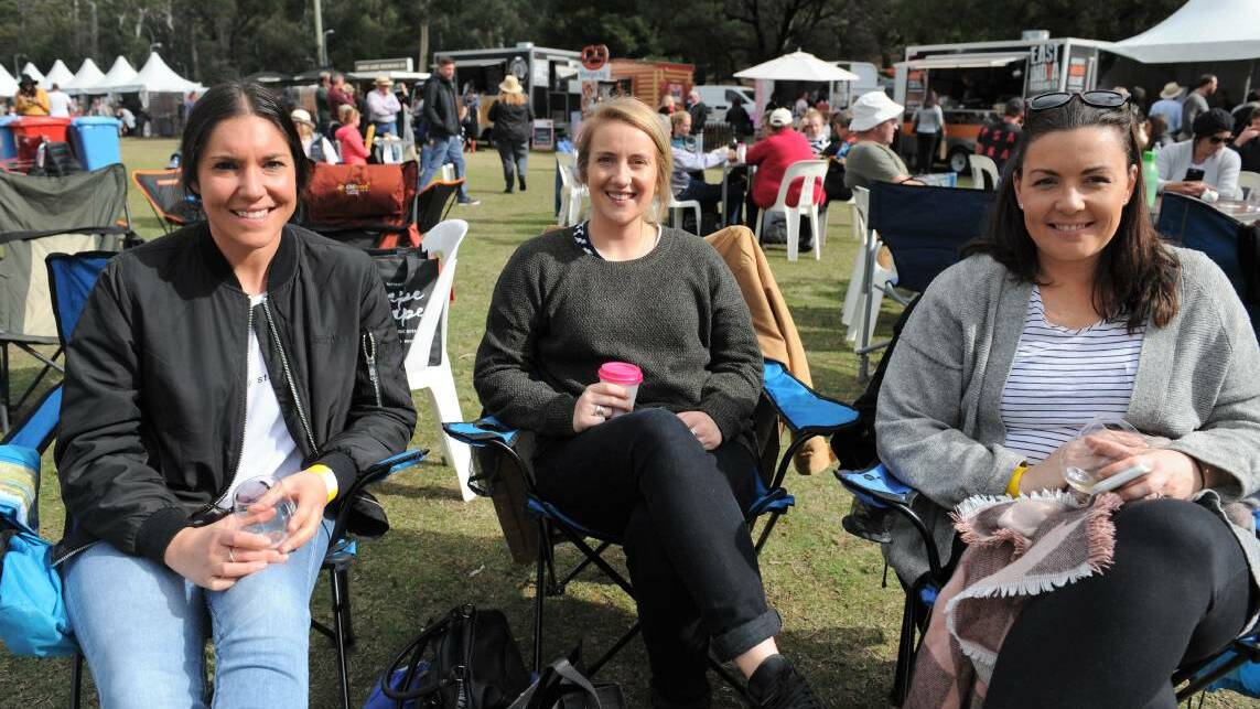 FINE WINE TIME: Melbourne friends Michalea Davis, Georgia White and Bek Nathan attended the Grampians Great Escape 2018. Picture: JADE BATE 