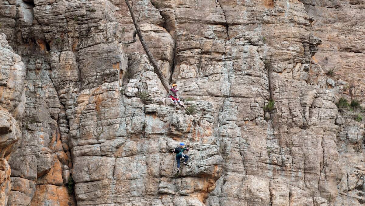 Climbers at Mount Arapiles on Wednesday. Picture: SAMANTHA CAMARRI
