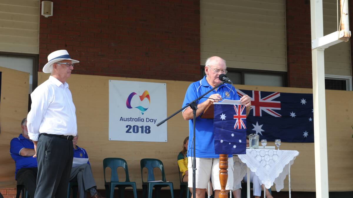 Mr Penny making a speech after being named Yarriambiack Shire Council's citizen of the year in 2018.