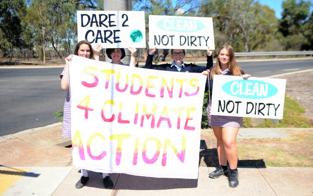 IMPORTANT MESSAGE: Horsham College Year 11 students Emily Suter, Kristen Smith, Xenitty Crouch and Shariah Leteltze. Picture: ALEXANDER DARLING