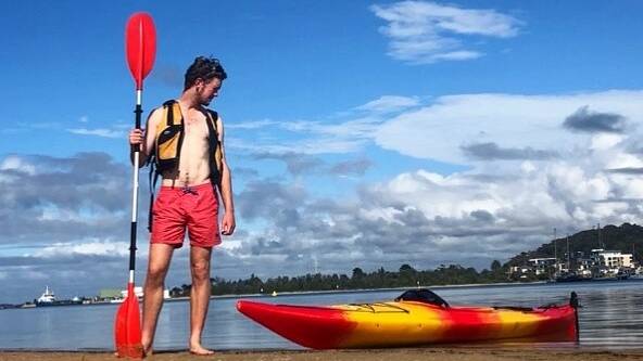 Tom after deciding to kayak instead of swim. Credit:https://www.facebook.com/whattomhasdunn/photos/a.668167373393318/956524081224311/?type=3&theater