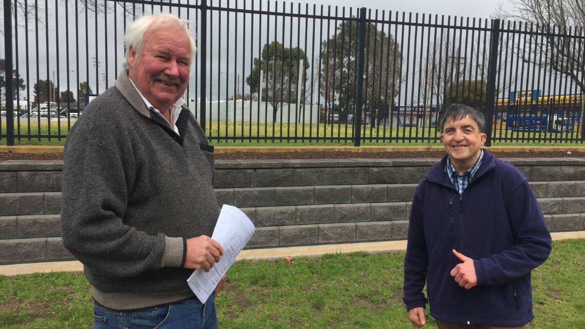 Horsham Aquatic Centre advisory committee members Neville McIntyre and David Bowe say the council did not consult with them before applying for funding for a new regional water park. Picture: ALEXANDER DARLING