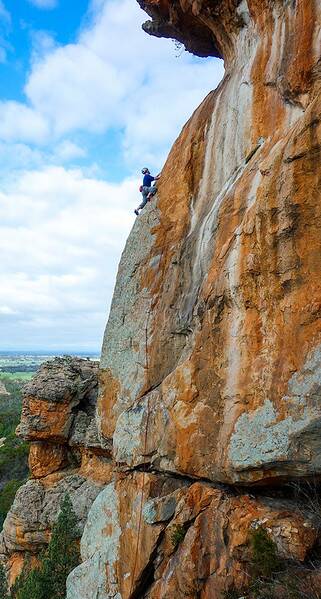 NEW FIGURES: A climber on Limbo, a sport climb at Mount Arapiles. Picture: GLENN TEMPEST