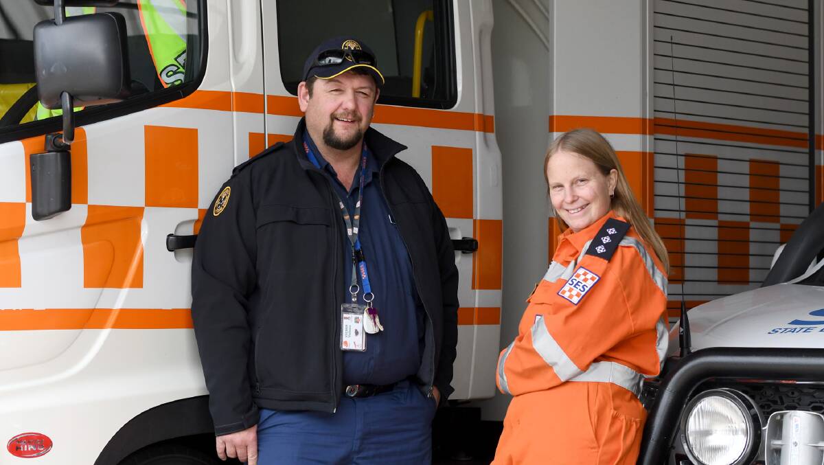 STEPPING UP: Outgoing controller Jarrod McLean and incoming controller Crystal Sanders at SES Horsham's depot. Picture: SAMANTHA CAMARRI 