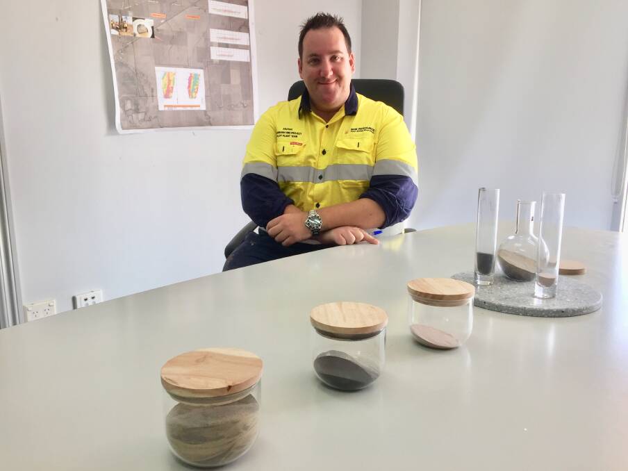 WELL-RESOURCED: Wim Resource's project manager Michael Winternitz at the company's Darlot Street headquarters, with some of the precious sands that are abundant around Horsham. Picture: ALEXANDER DARLING