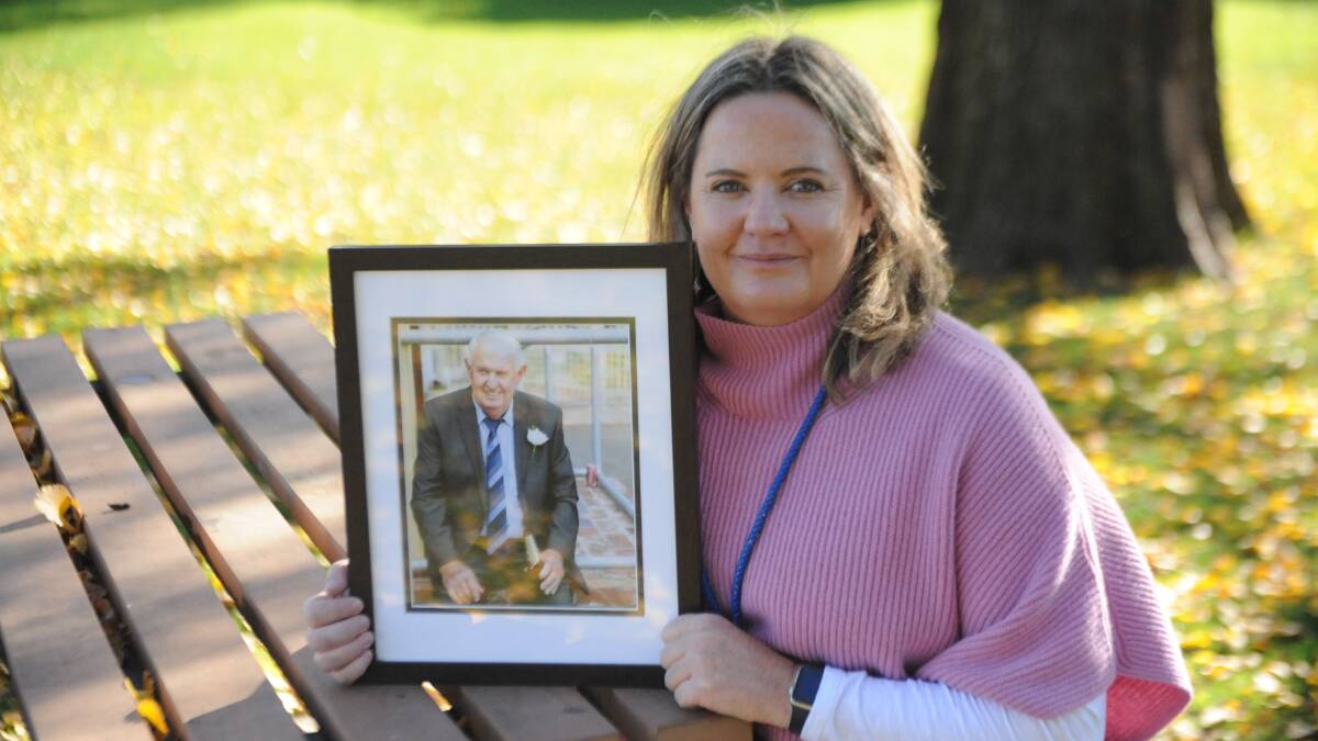 LIVED EXPERIENCE: Horsham educator Brandi Galpin with a photo of her father Neville, who died aged 67 in 2016. Picture: ALEXANDER DARLING