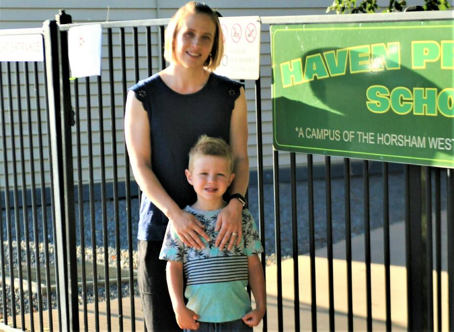 PROUD MUM: Breanne Mills with son Hamish, 5, who will start school at Haven Primary on Wednesday. The family's connection with the school spans more than five generations and nearly 110 years. Picture: ALEXANDER DARLING