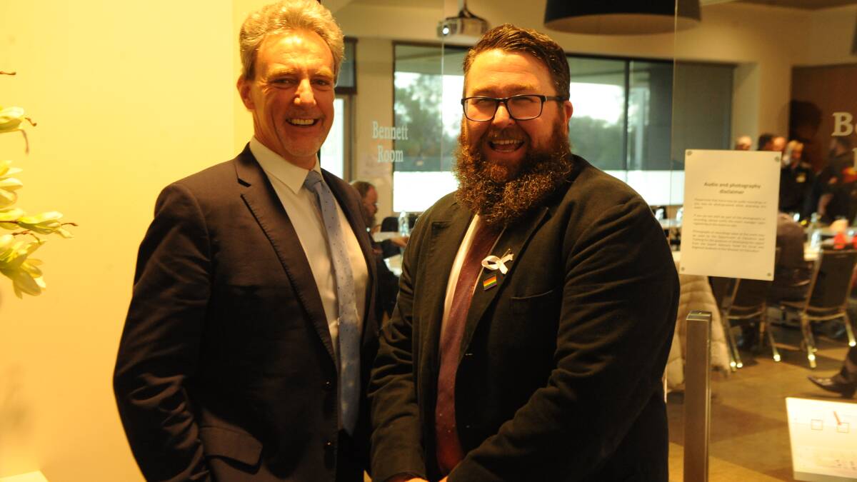 SHARING IDEAS: Victorian Curriculum and Assessment Authority chief executive Dr David Howes and Horsham College Principal Rob Pyers. Picture: ALEXANDER DARLING
