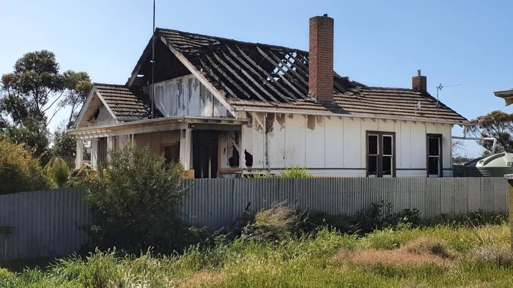 GUTTED: The Jeparit house where a fire started on Thursday. Picture: CONTRIBUTED