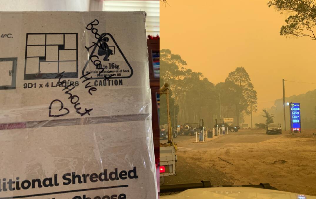 TOUGH CHOICES: Former Horsham resident and author Melissa Pouliot was forced to decide what to take and what to leave behind as she and her family left their home in bushfire-ravaged southern New South Wales for Queensland on Friday. (Right) when preparing to leave on New Year's Eve, the family got caught in a traffic jam sparked by fuel shortages. Pictures: CONTRIBUTED