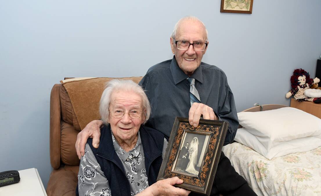 LASTING LOVE: Norma Eltze, 96, and husband Eric, 98, will celebrate their 75th wedding anniversary on Friday. Picture: SAMANTHA CAMARRI