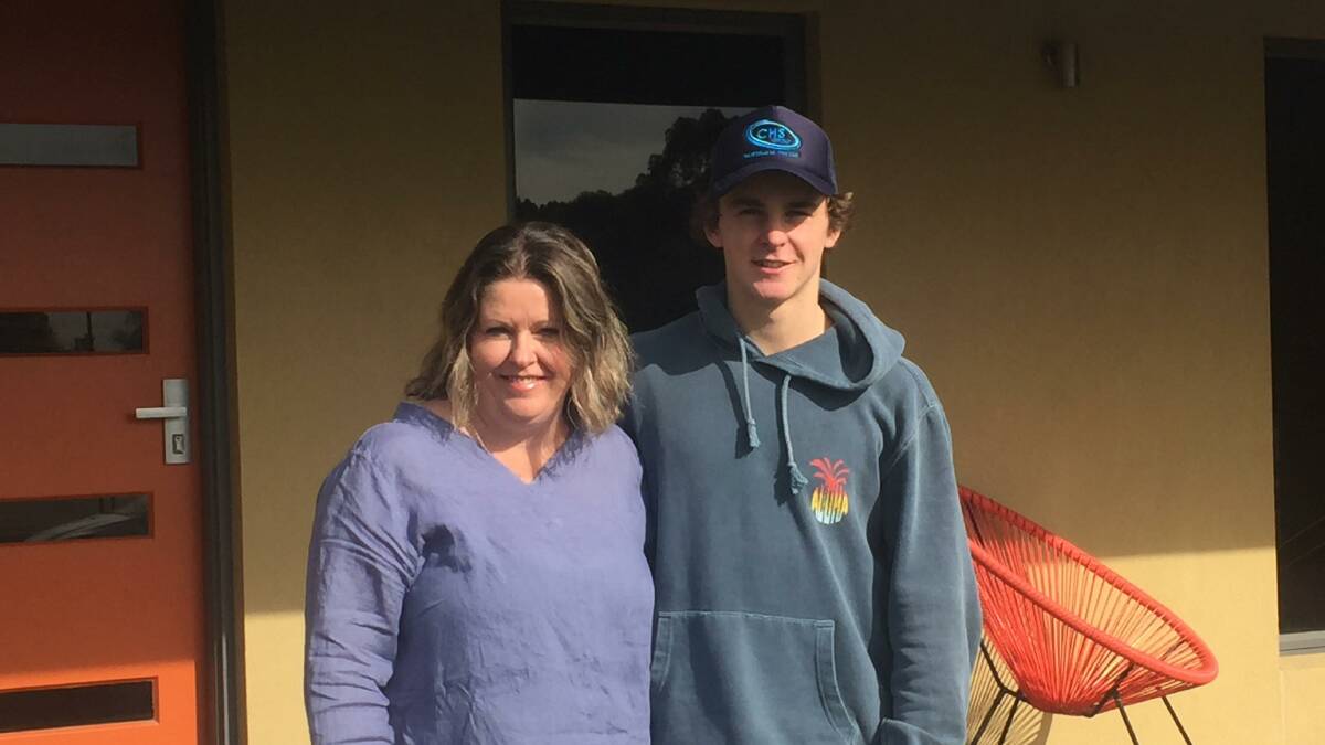 TRADE EXPECTATIONS: Reuben Elliott, 16, with his mother Jane at their Horsham home. Picture: ALEXANDER DARLING