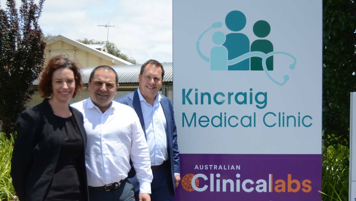Kincraig Medical Clinic practice manager Kate Foster, Member for Barker Tony Pasin and Kincraig Medical Clinic partner Jeff Taylor. Picture: NARACOORTE HERALD