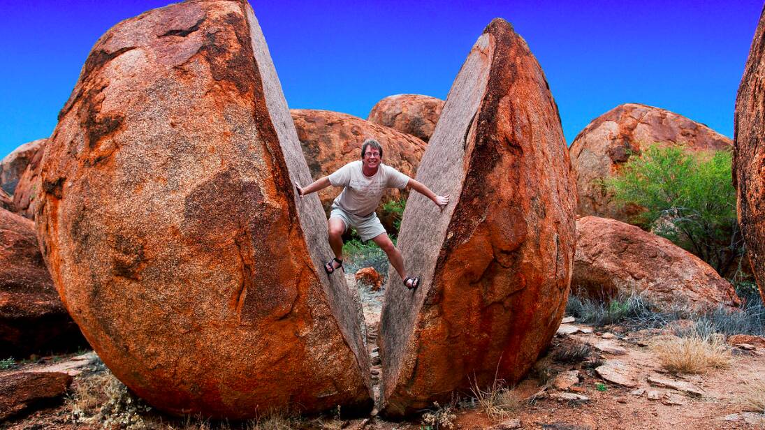 TEMPEST SUBSIDES: Glenn Tempest, of Natimuk, at the Devils MArbles in Central Australia in 2010. Picture: CONTRIBUTED