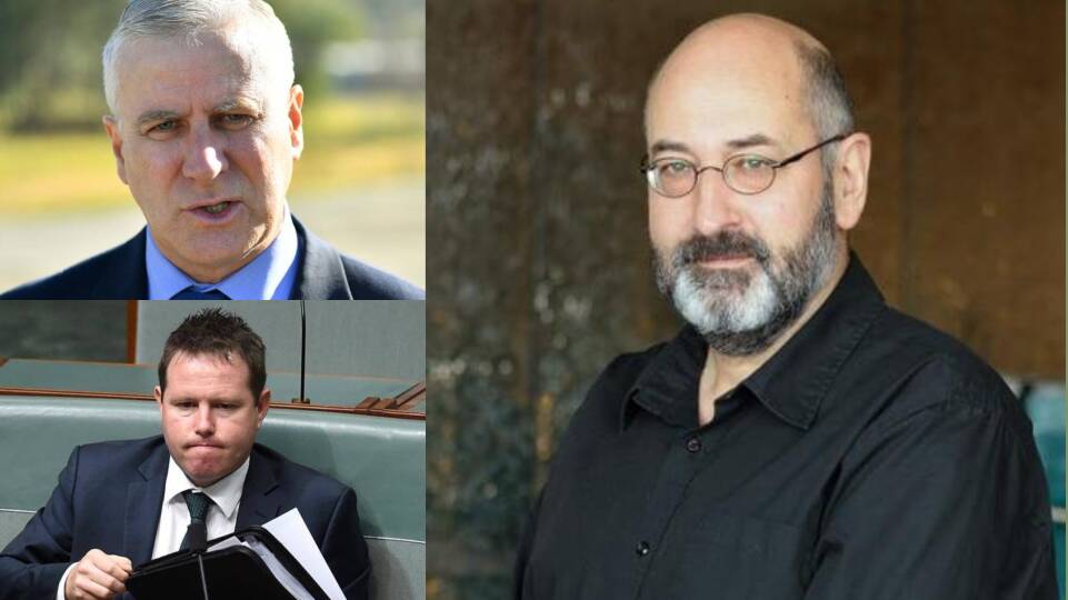 Clockwise from left: Nationals leader Michael McCormack, Dr Nick Economou and outgoing Mallee MP Andrew Broad.